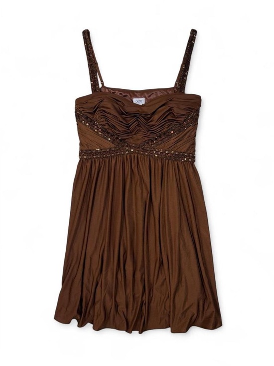 Cache Dresses & Skirts - Y2K Caché Chocolate Brown Beaded Mini Dress